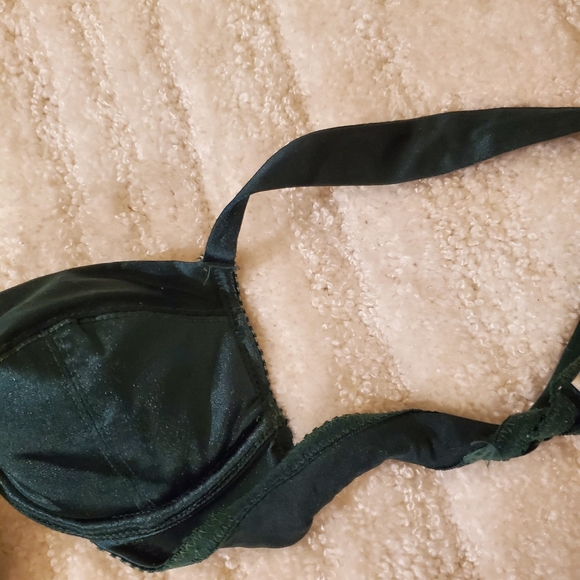 Dark Green Satin Bra - Picture 4 of 5